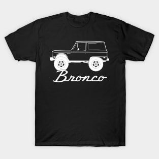 1966-1977 Ford Bronco Side, w Tires, White Print T-Shirt